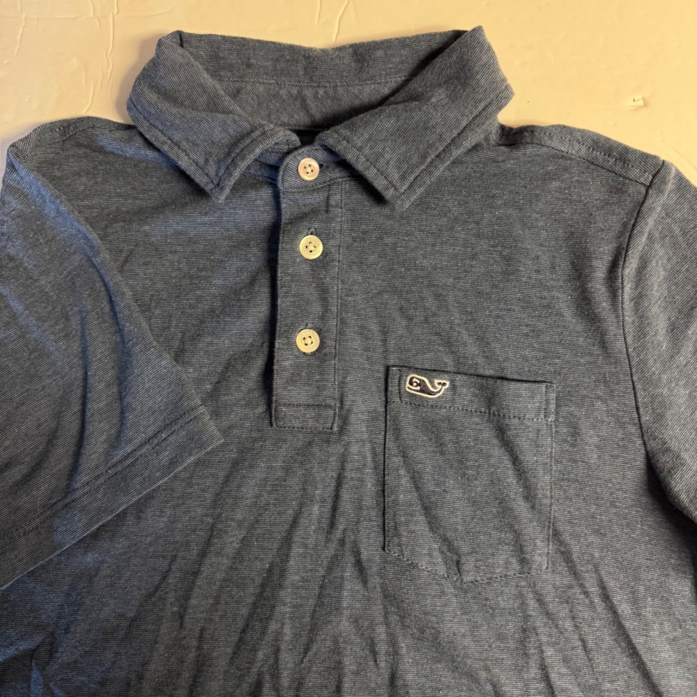 Vineyard Vines Edgartown Polo Shirt Kids Medium blue Short‎ Sleeve Pocket